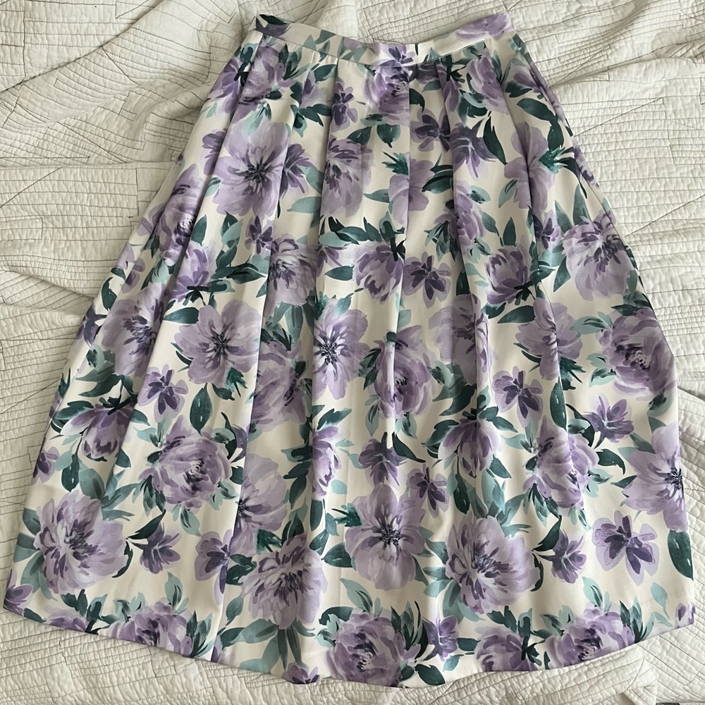 H&M Purple and Green Floral Skirt